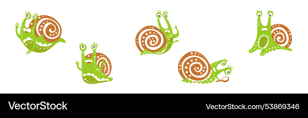 Funny snail with spiral shell show different Funny snail with spiral shell show different vector image