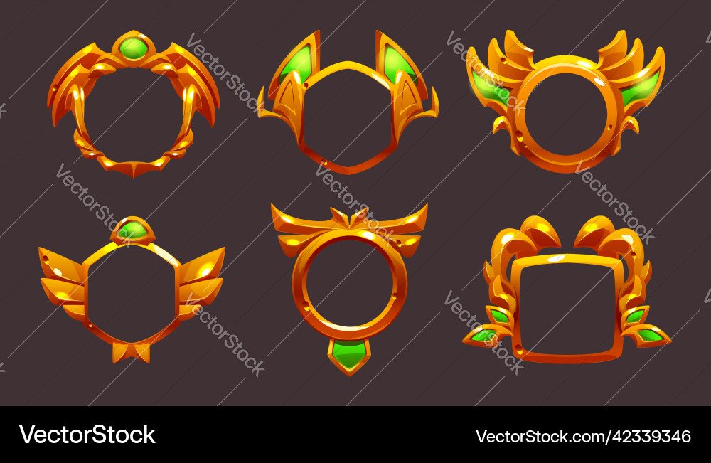 Game ui frames gold medieval rpg or app Game ui frames gold medieval rpg or app vector image
