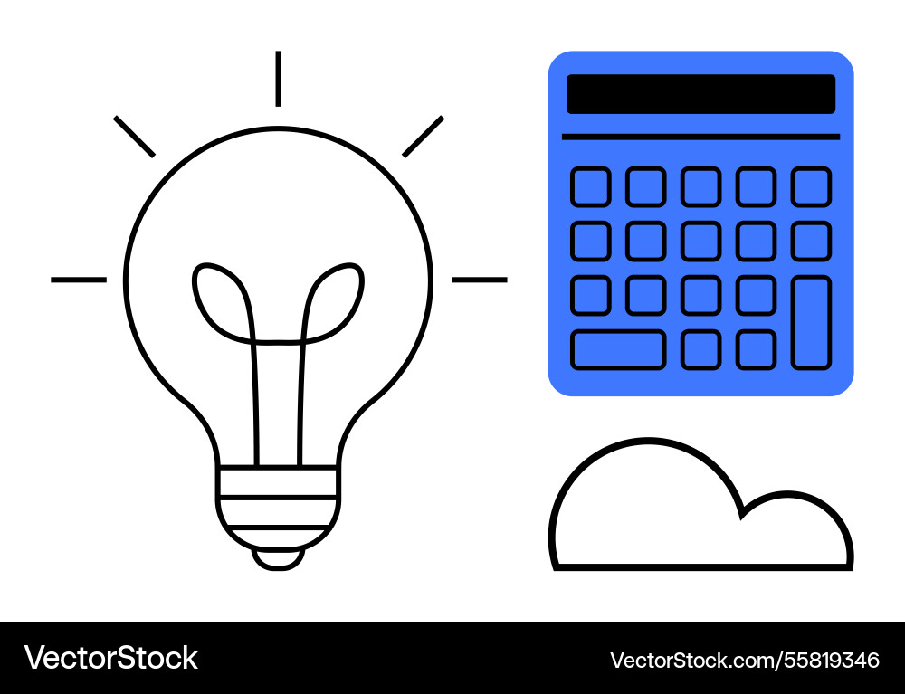 Lightbulb calculator and cloud highlighting Vector Image