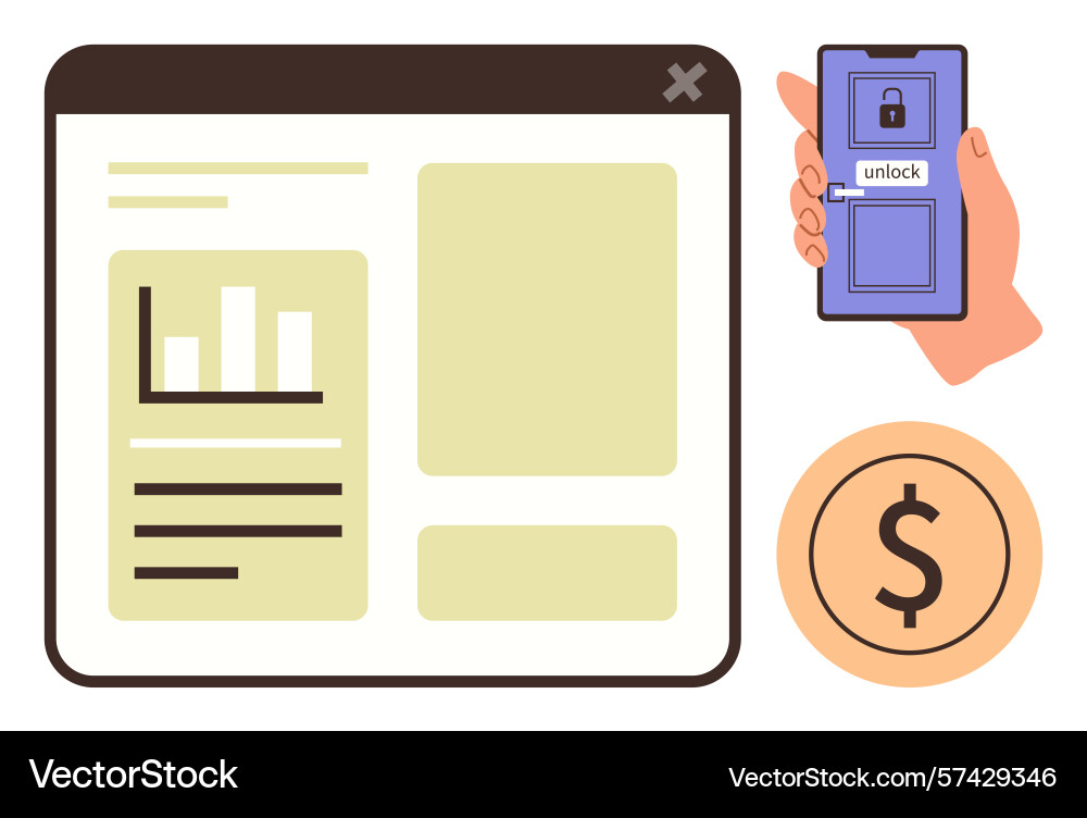Mobile payment authentication with secure unlock Mobile payment authentication with secure unlock vector image