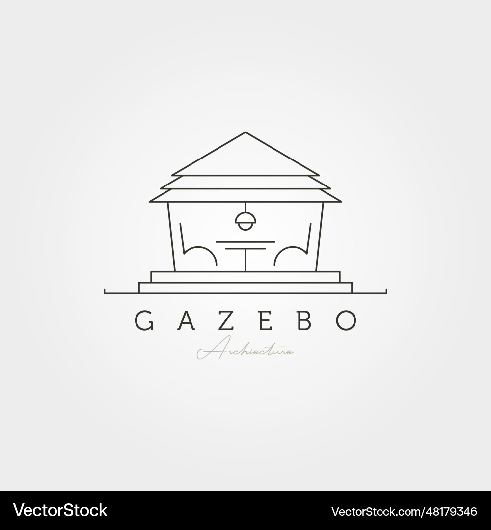Pergola Gazebo Line Art Logo – Royalty-Free Vector | VectorStock, image size:1000x1080