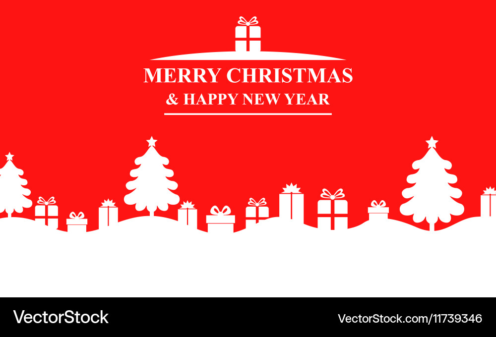 Rotes Weihnachtsgeschenk Banner mit Fir Trees Vektorbild