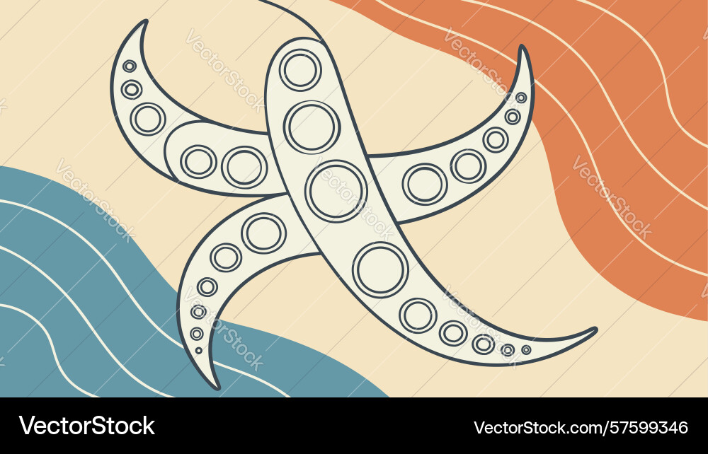 Stylized starfish with abstract bubbly patterns Vector Image