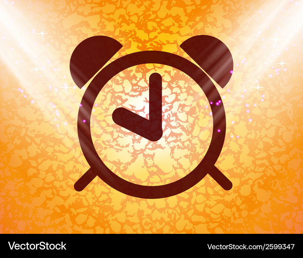 Alarm clock flat modern web button and space Vector Image