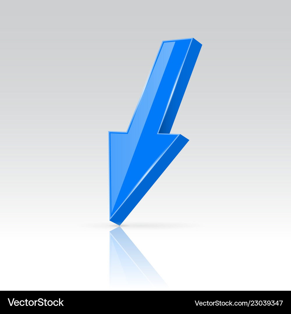 Down blue 3d arrow shiny straight icon – Royalty-Free Vector | VectorStock, image size:1000x1080