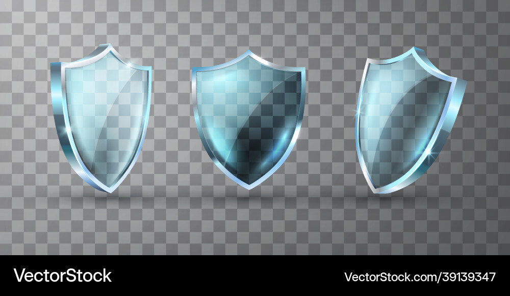 Realistic glass shield empty Royalty Free Vector Image