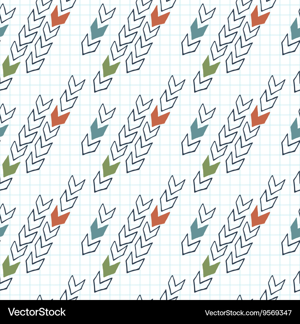 Seamless pattern of arrows on graph paper Vector Image