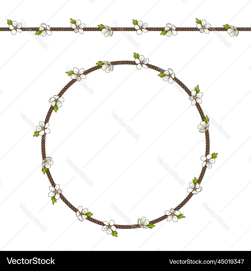 Seamless pattern with net of the cord and flowers Seamless pattern with net of the cord and flowers vector image