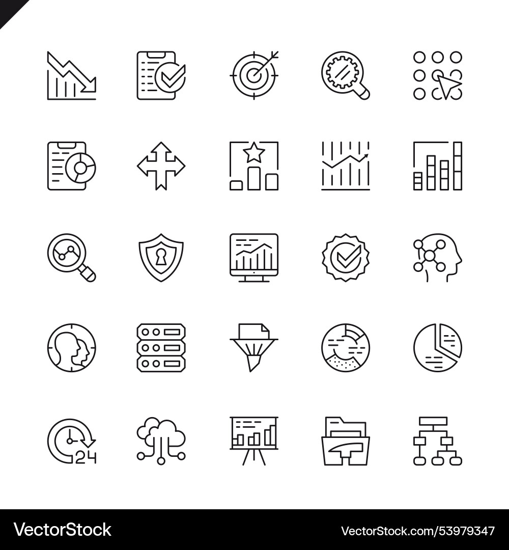 Thin line data analysis statistics analytics Vector Image
