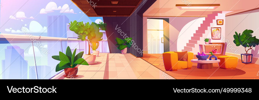 Appartement or hotel hall with big balcony vector image