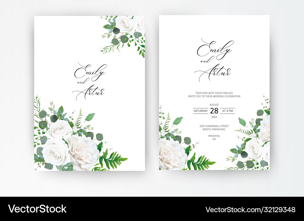 Elegant Floral Wedding Invitation Vector Image