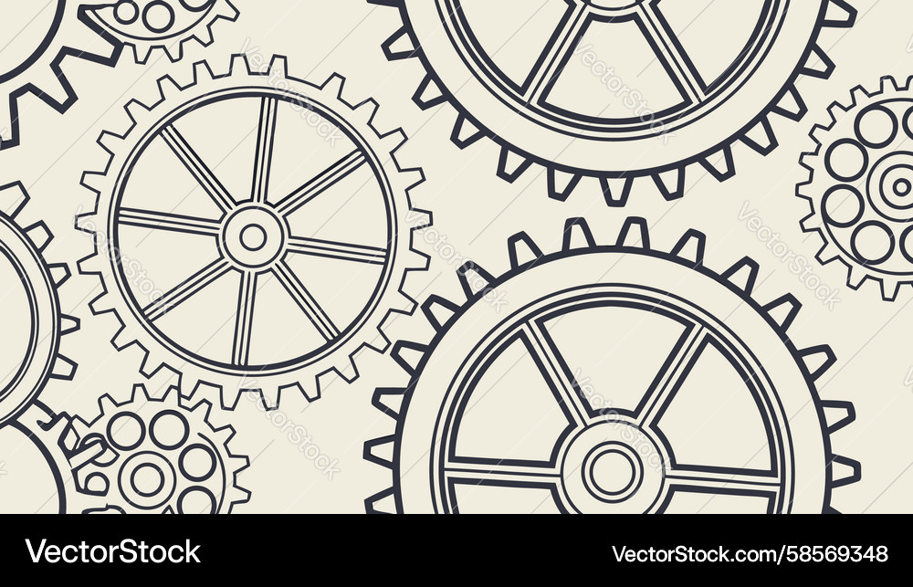 Interlocking Gears Mechanical Pattern Vector Image
