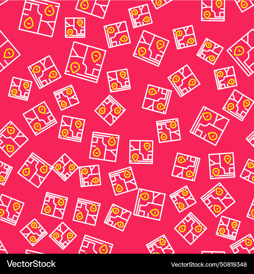 Line folded map with location marker icon vector image