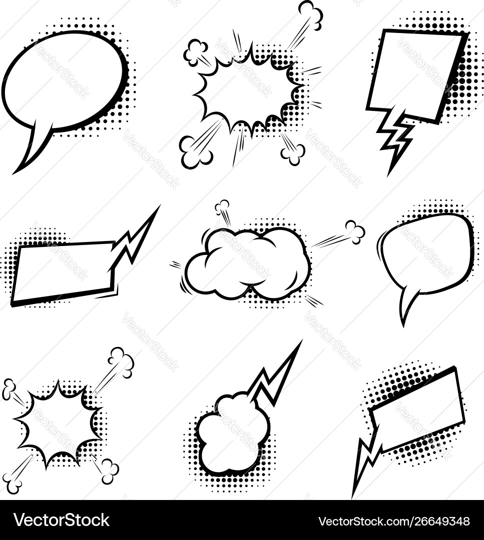 Set empty comic style speech bubbles Royalty Free Vector