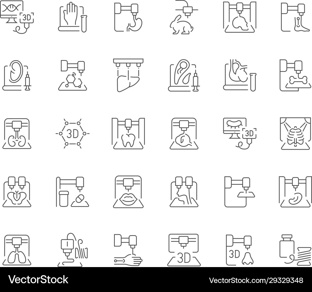 Set simple icons 3d bioprinting Set simple icons 3d bioprinting vector image