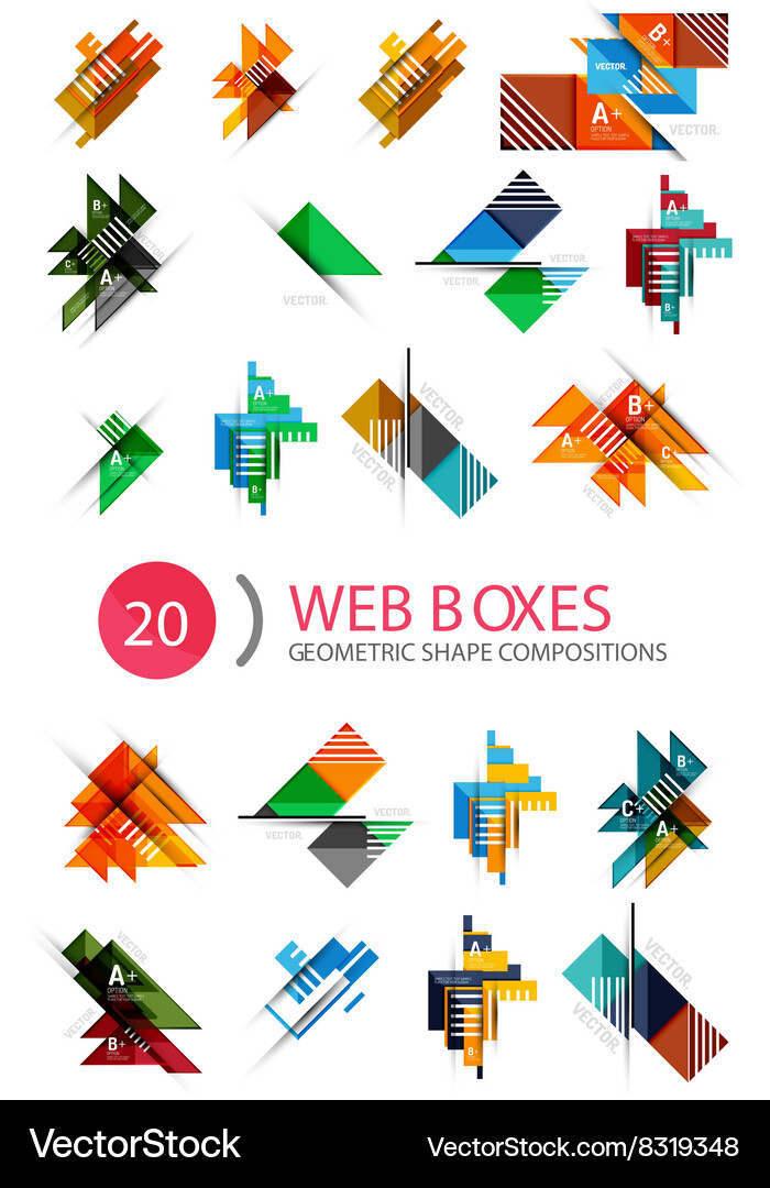 Set von Internet-Boxen mit Tasten und Muster Vektorbild