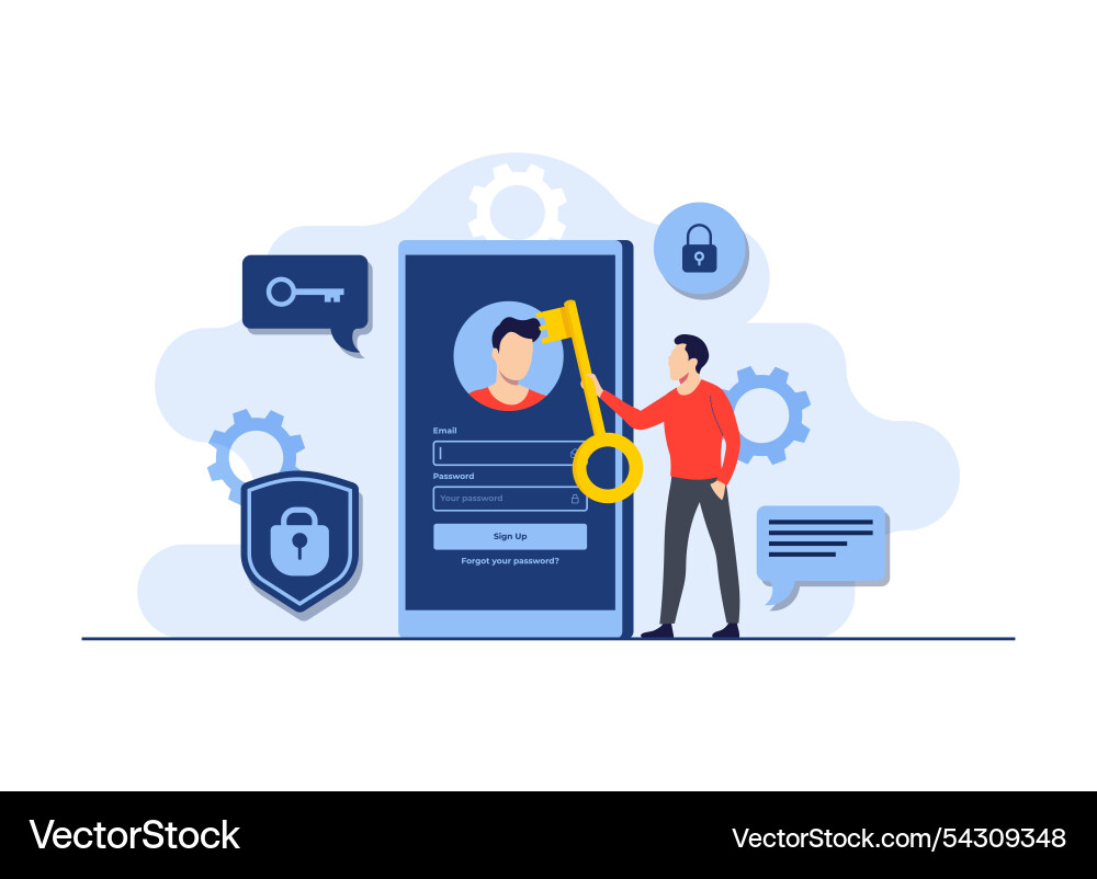 Setting strong passwords to secure accounts Setting strong passwords to secure accounts vector image
