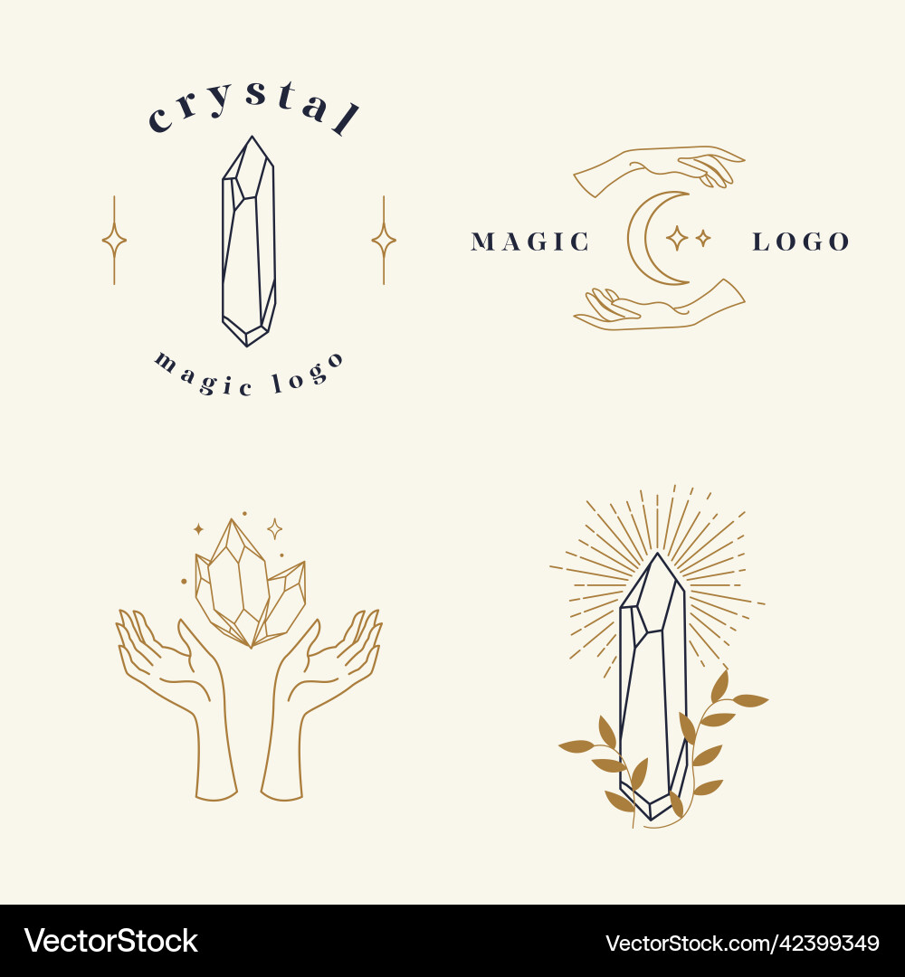 A set of logos in linear style delicate vector image