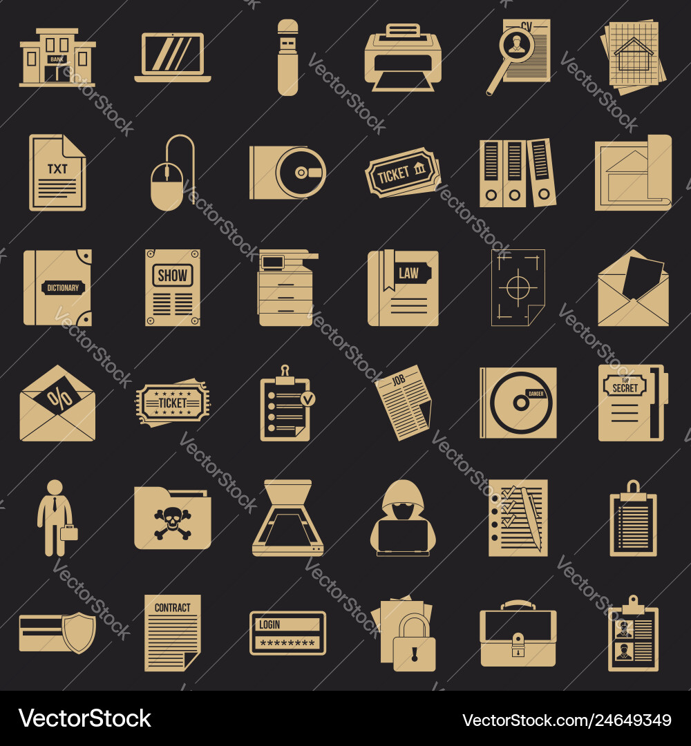 Document icons set simple style Document icons set simple style vector image