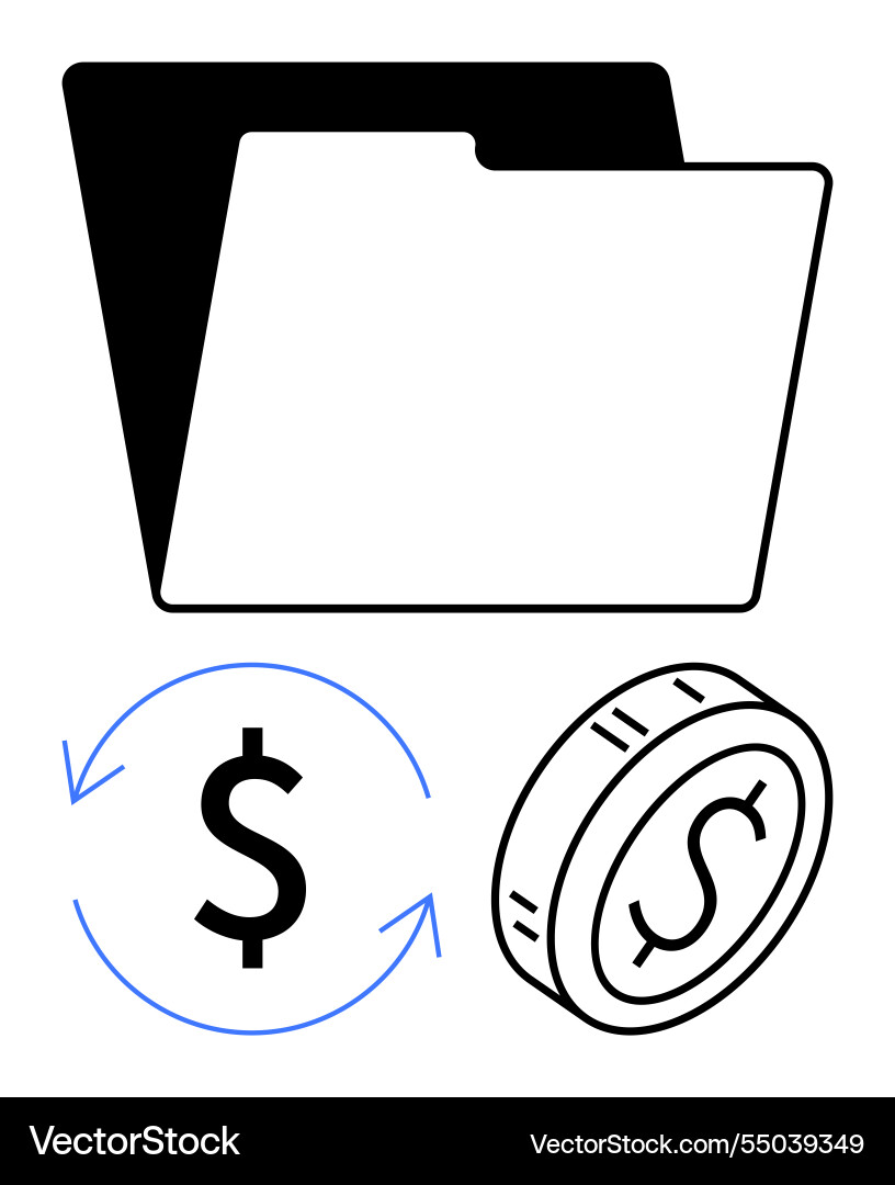 File folder with dollar sign coin and circular vector image