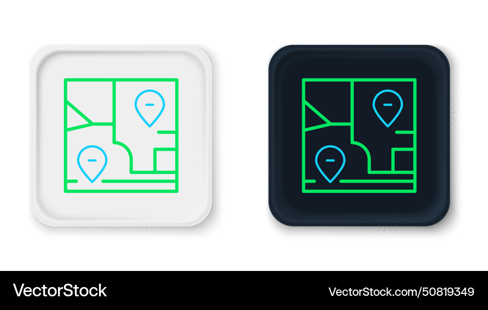 Line folded map with location marker icon Line folded map with location marker icon vector image