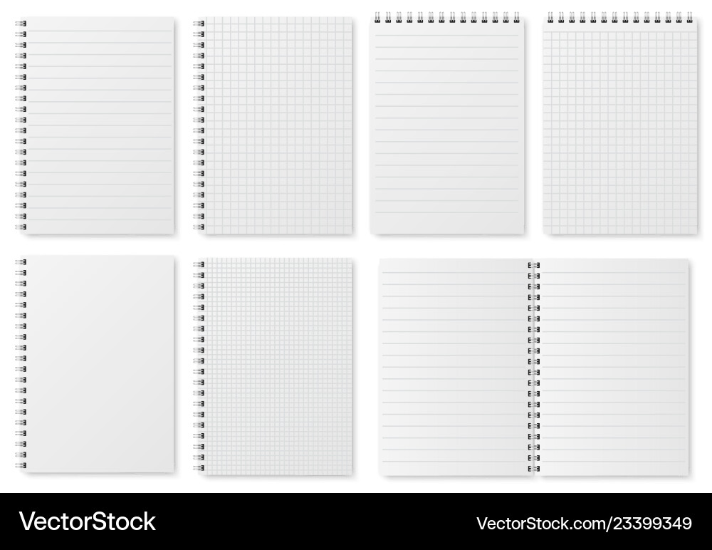 Notebook paper sheets sketchbook blank pages Notebook paper sheets sketchbook blank pages vector image