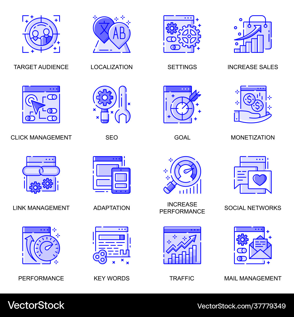 Seo Optimierung Web Flat Line Icons Set Pack Seo Optimierung Web Flat Line Icons Set Pack vektorbild