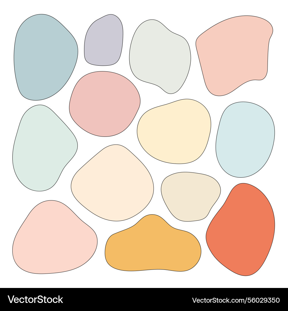 A set of abstract shapes in various soft tones Vector Image