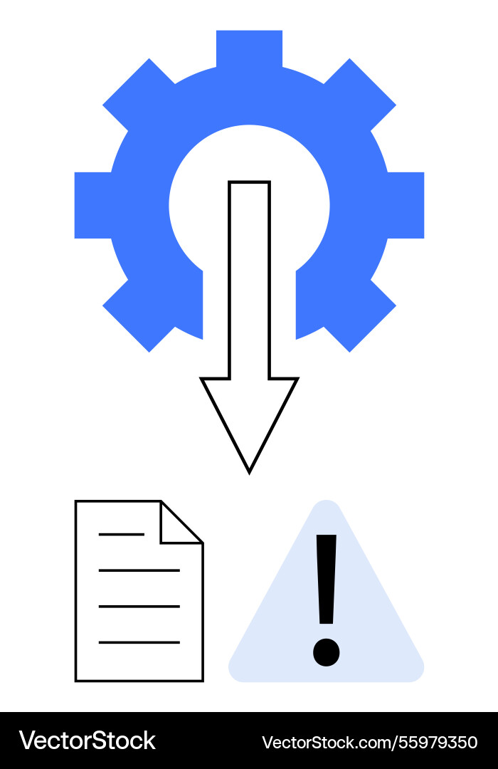 Automation process warning with gear document Automation process warning with gear document vector image
