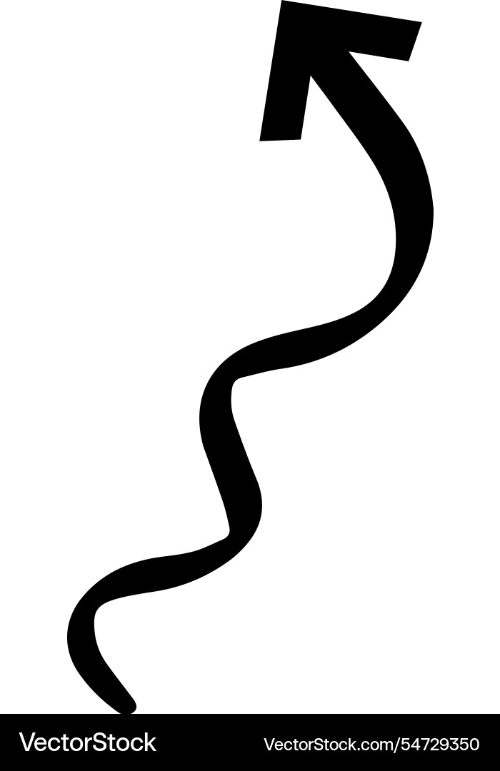 Curved black arrow pointing upwards representing Curved black arrow pointing upwards representing vector image