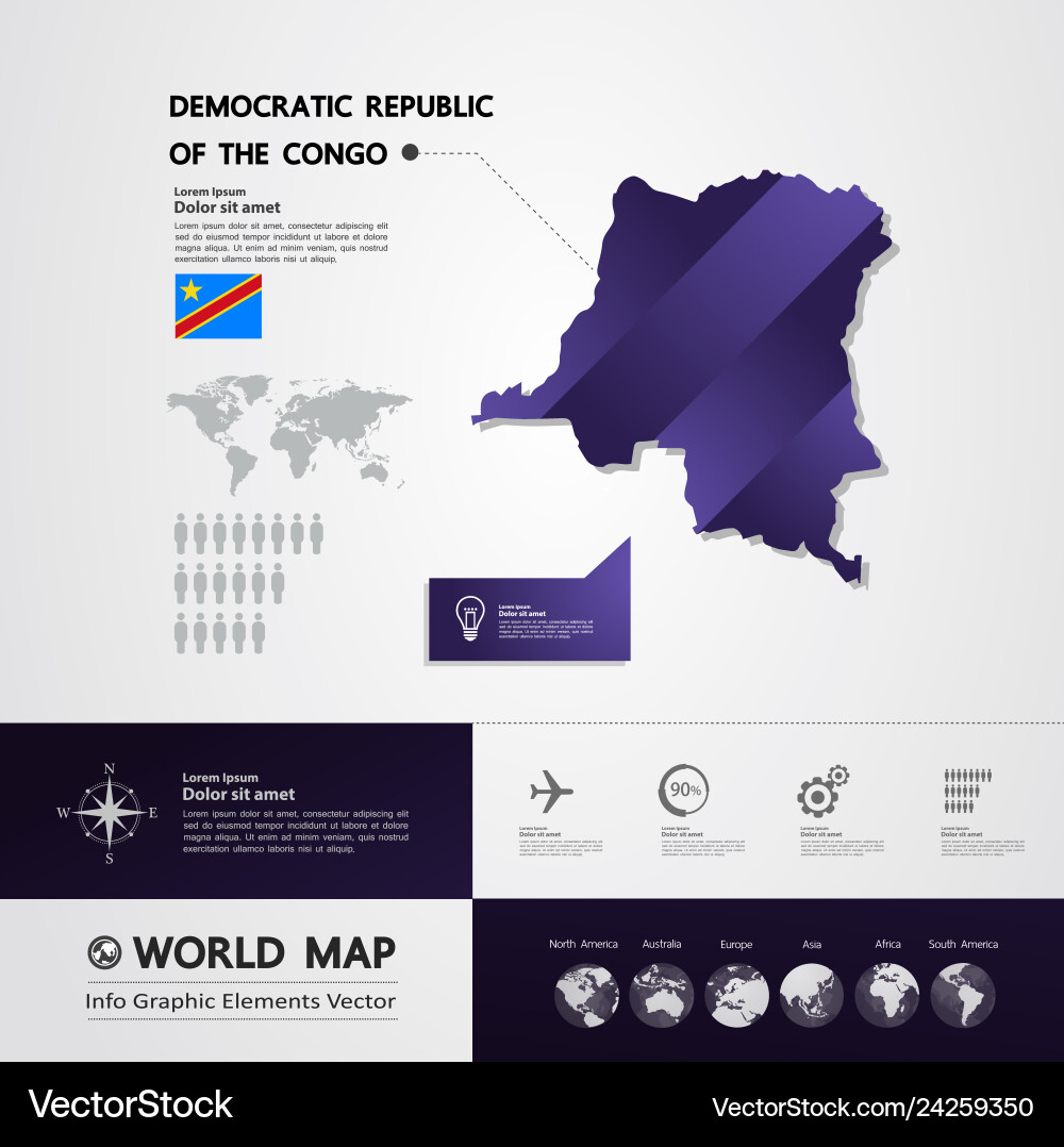 Democratic republic of the congo map Royalty Free Vector