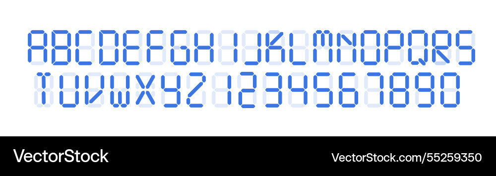 Digital font template alarm clock letters Digital font template alarm clock letters vector image