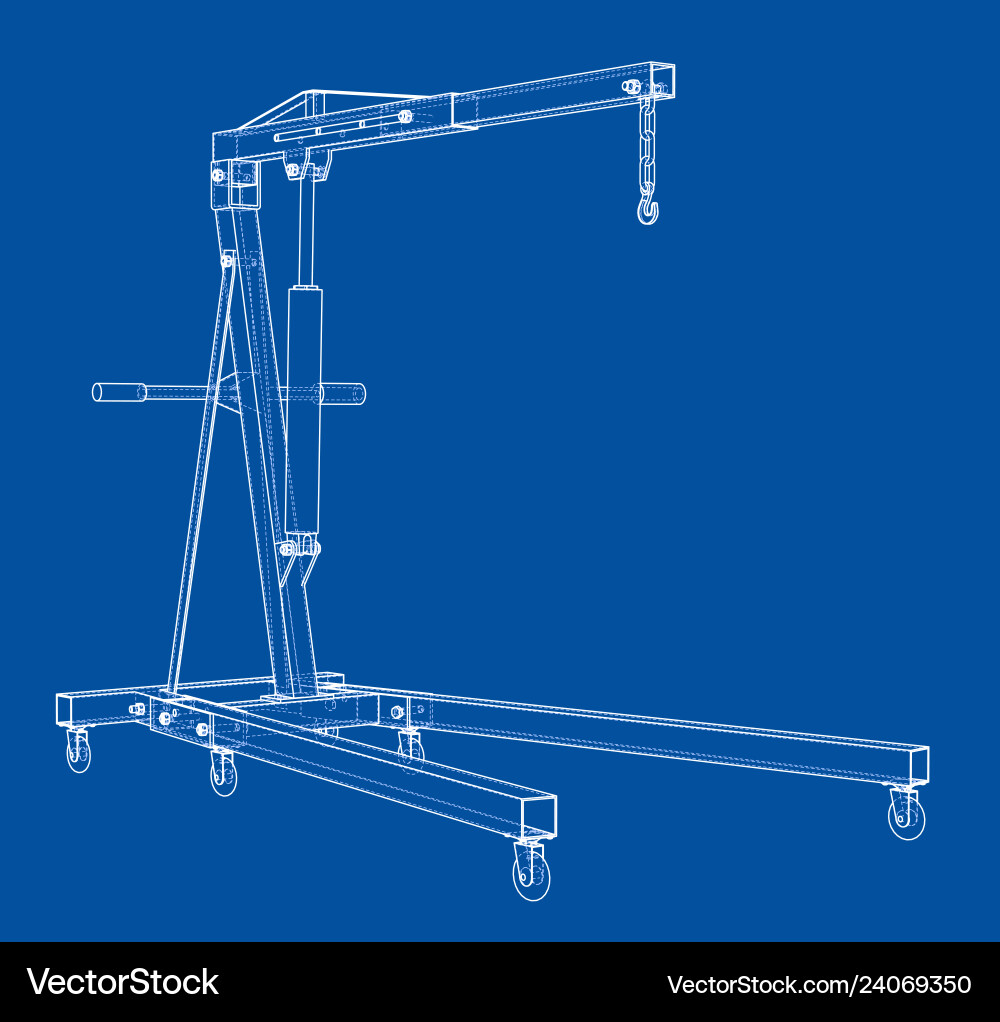 Engine hoist outline rendering of 3d Engine hoist outline rendering of 3d Vector Image
