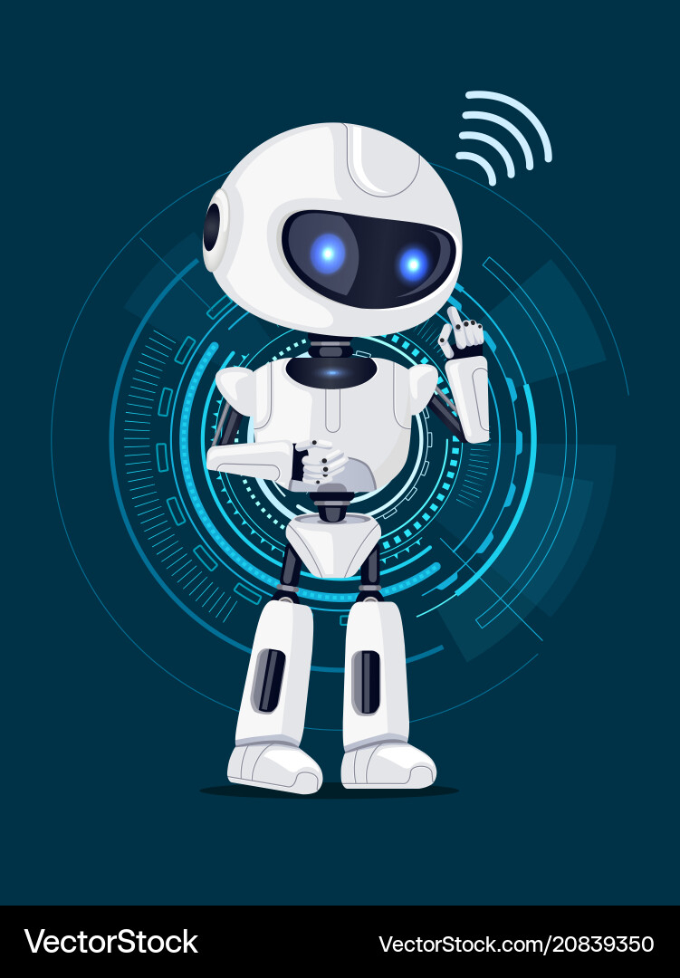 Robot and interface poster Royalty Free Vector Image