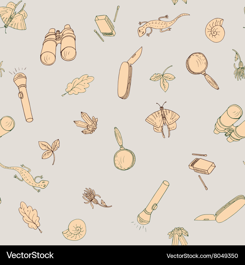 Seamless pattern with knife and magnifier vector image