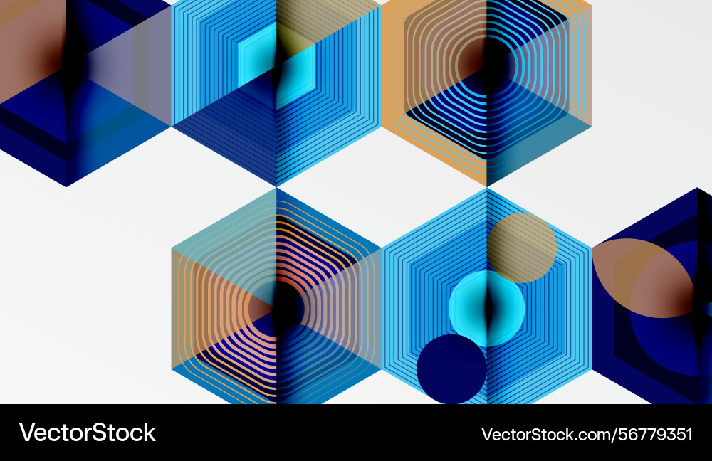 Abstract geometric pattern hexagons overlap Abstract geometric pattern hexagons overlap Vector Image