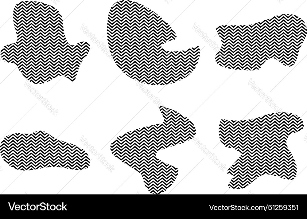 Blobs Fluid Formen mit zick zag Streifen Piktogramm Blobs Fluid Formen mit zick zag Streifen Piktogramm vektorbild