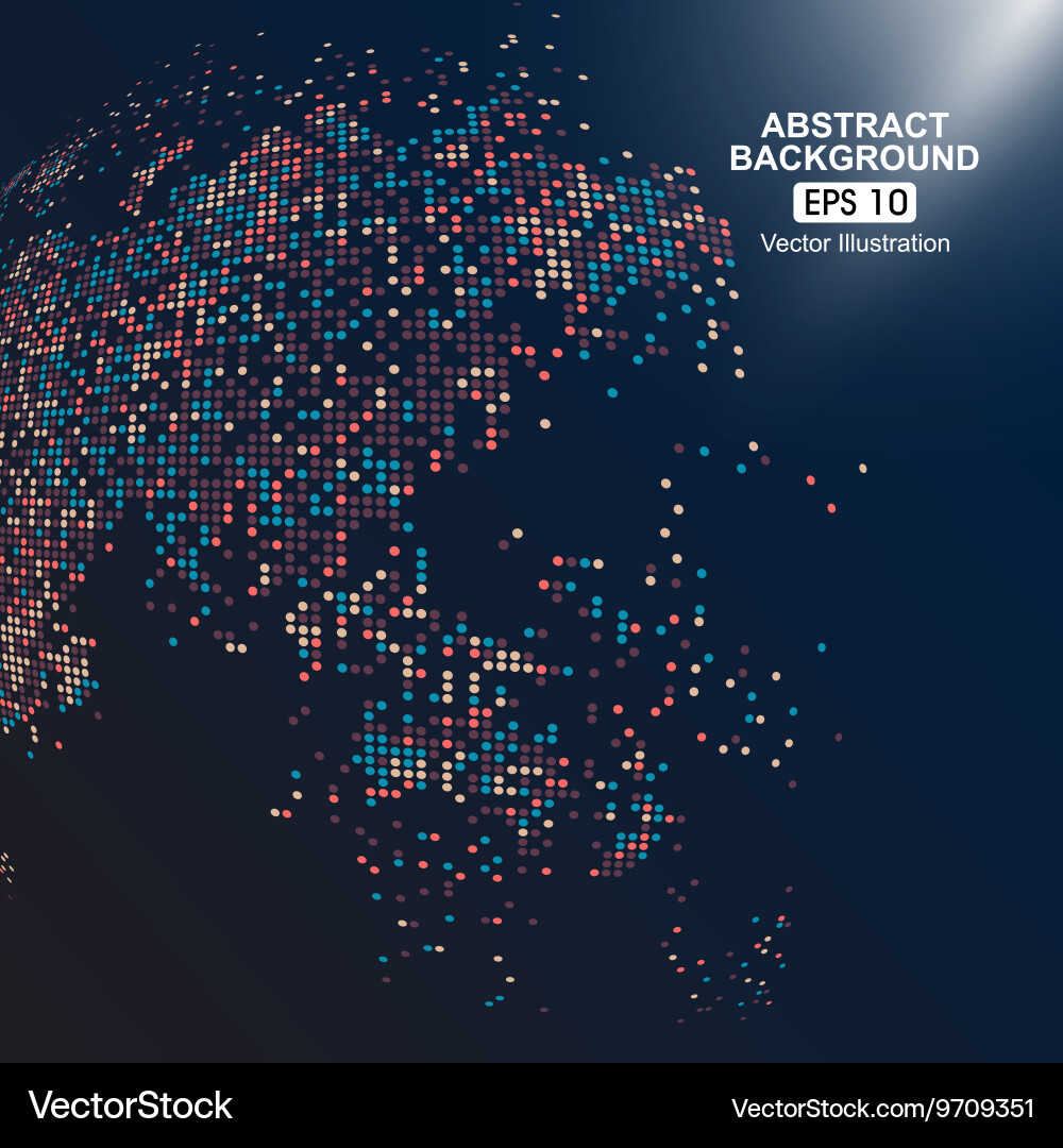 Dots colorful three-dimensional map of the world vector image