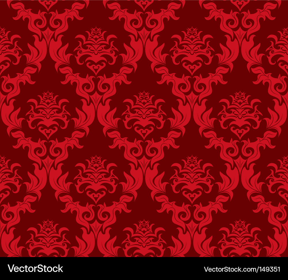 Elegant Red Damask Pattern vector image