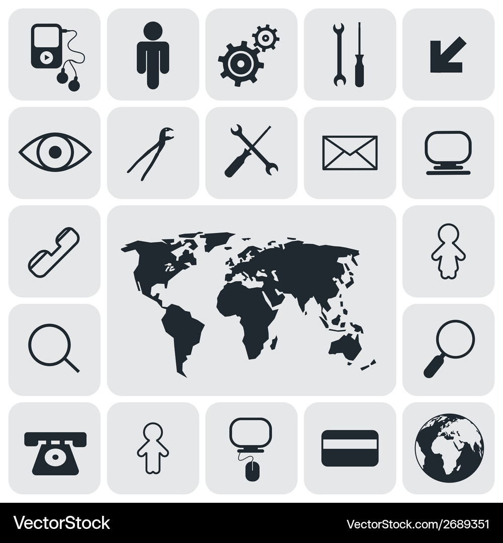 Rounded square flat design icons set Vector Image