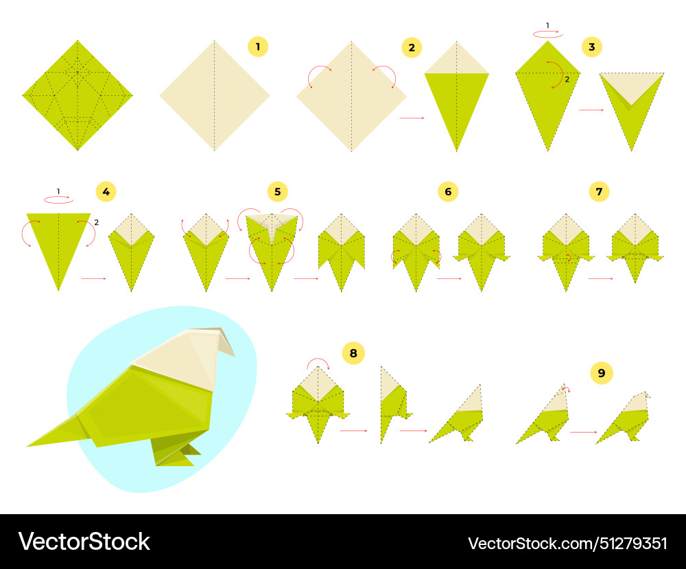 Step by origami scheme instructions Step by origami scheme instructions Vector Image