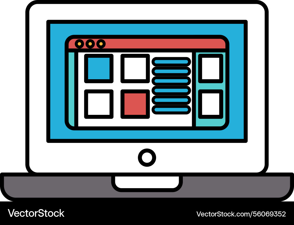 A computer monitor with blue screen and red A computer monitor with blue screen and red vector image