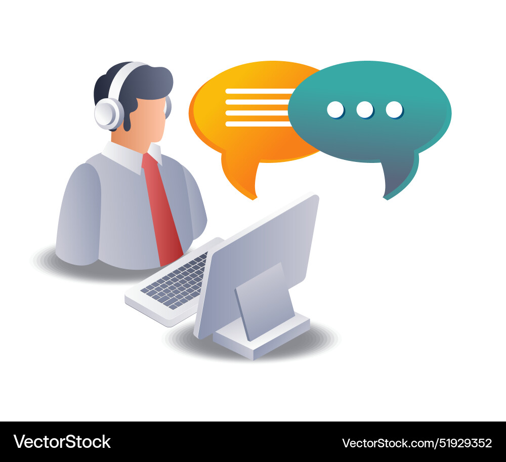 Digital customer support for computer services Digital customer support for computer services vector image