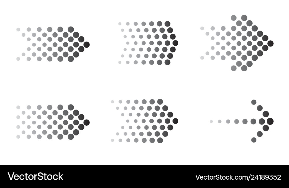 Dots arrow icon set halftone arrows Royalty Free Vector