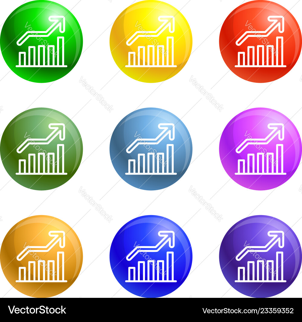 Grow up graph icons set Grow up graph icons set vector image
