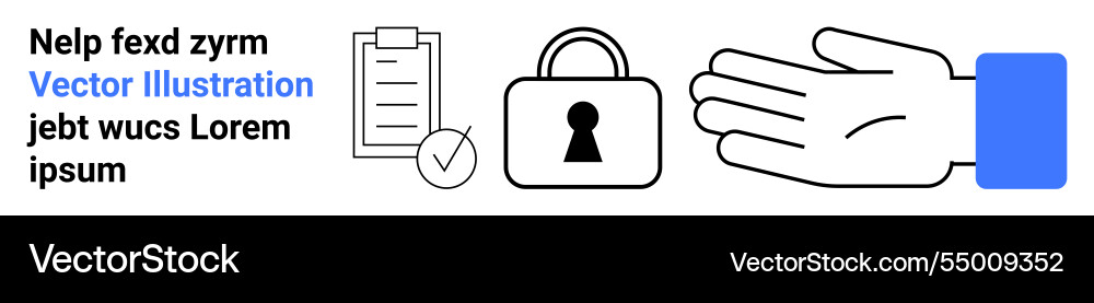Hand open lock and checklist with text elements Hand open lock and checklist with text elements vector image