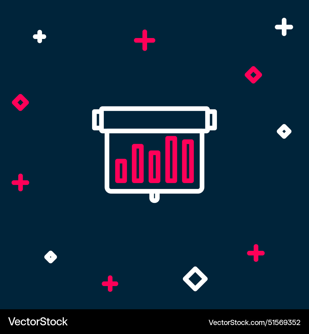 Line board with graph chart icon isolated on blue Line board with graph chart icon isolated on blue vector image
