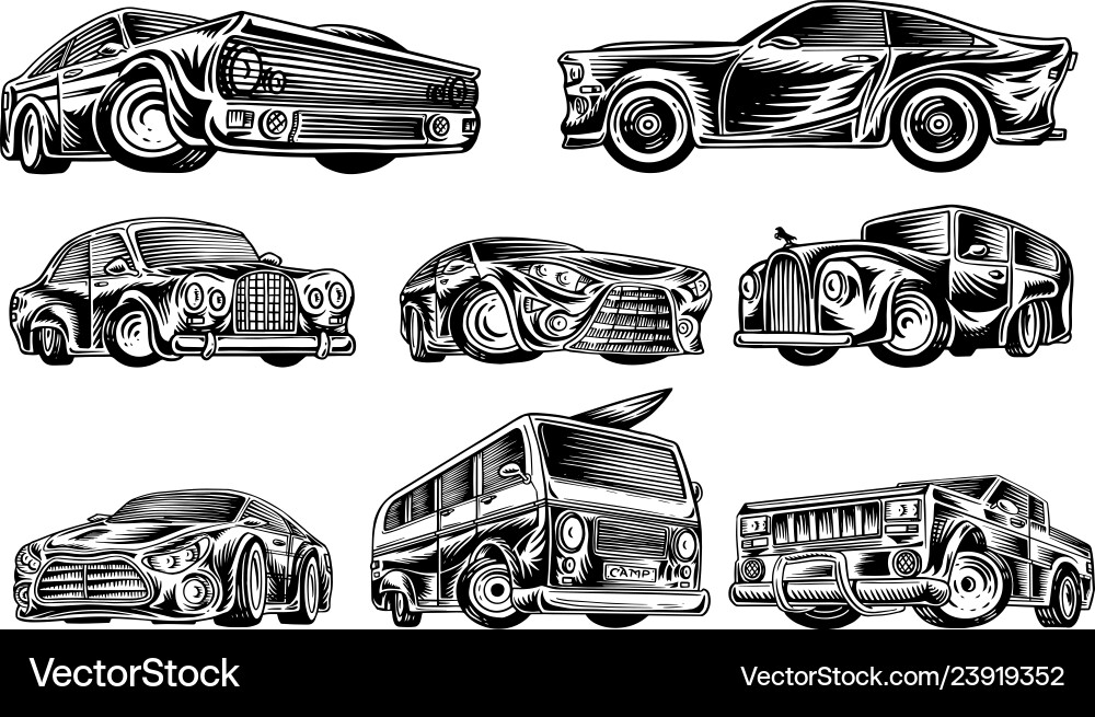Muscle cars and vintage transports for logo Muscle cars and vintage transports for logo vector image