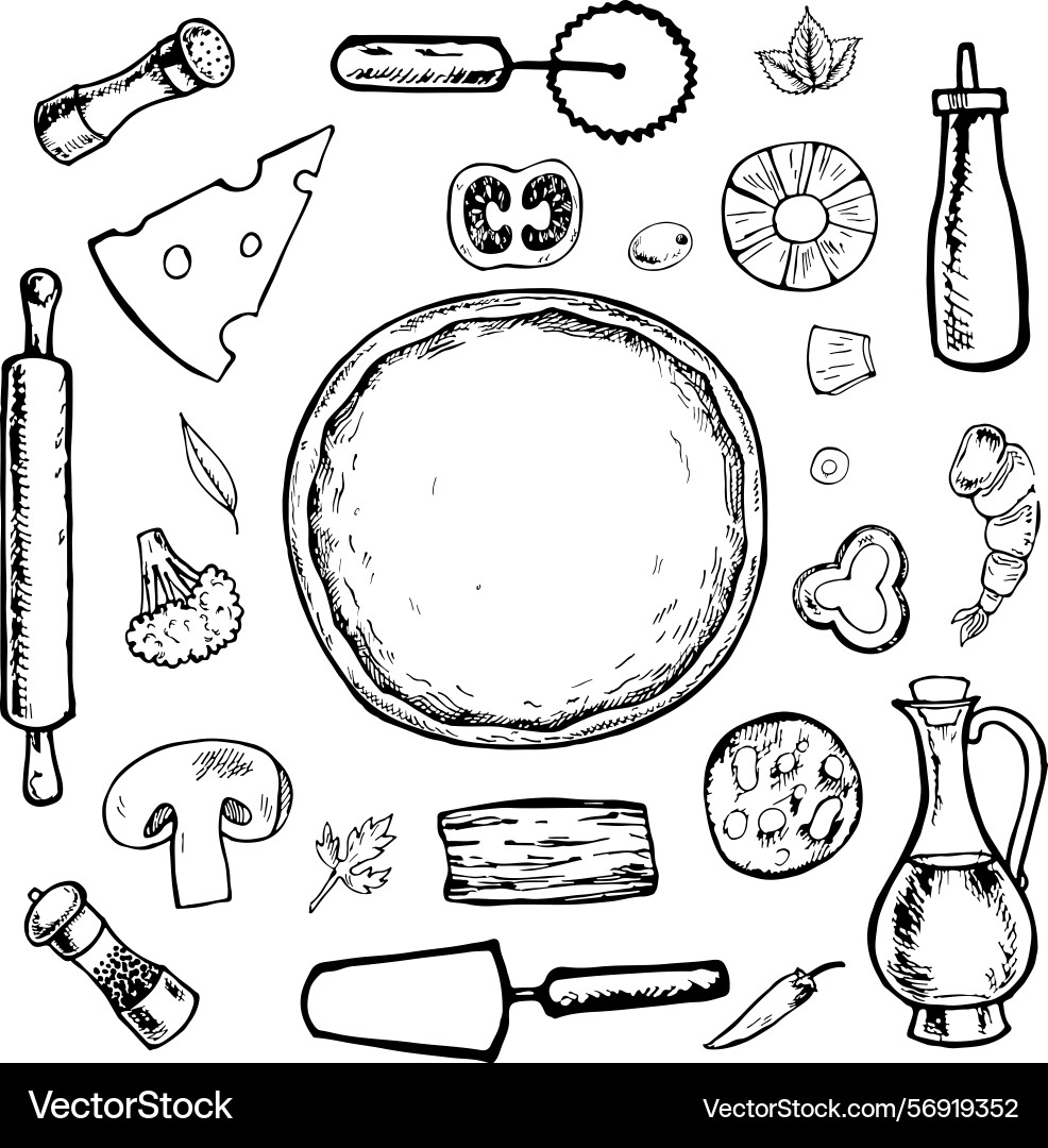 Pizza constructor graphics black Vector Image