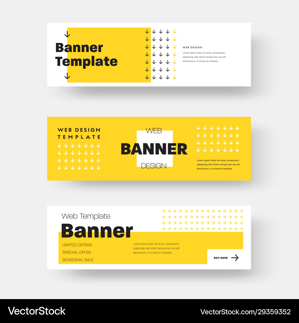Rectangular horizontal web banner with yellow Rectangular horizontal web banner with yellow vector image